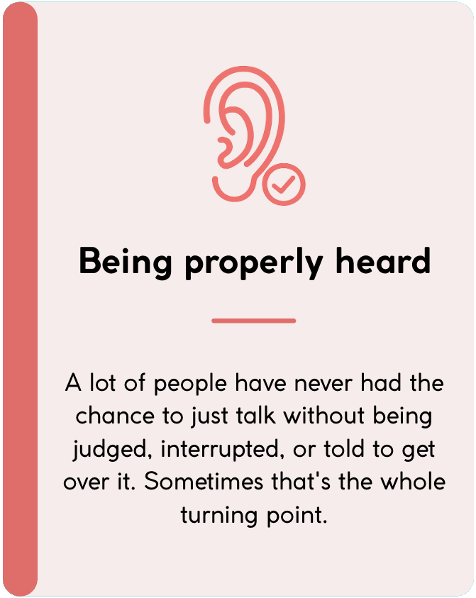 Untitled card saying: being properly heard
